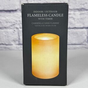 Restoration Hardware Indoor Outdoor Flameless LED Ivory Candle With Timer 3.25x6